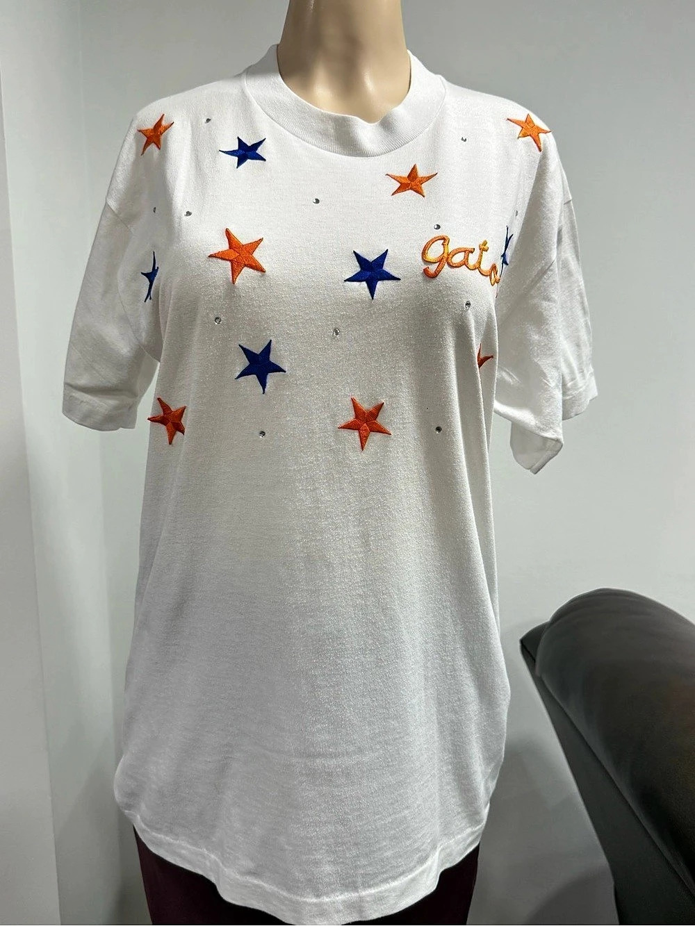 Tee Time Graphic Star Embroidered Short Sleeve Tee Size Large